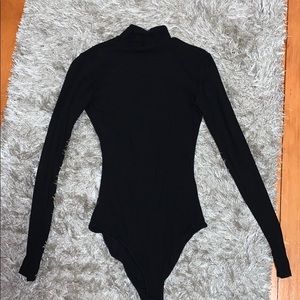 black mock neck bodysuit